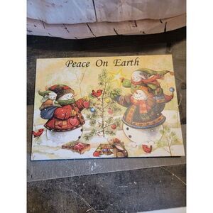 Peace on Earth snowman Canvas Tree bird Xmas decor